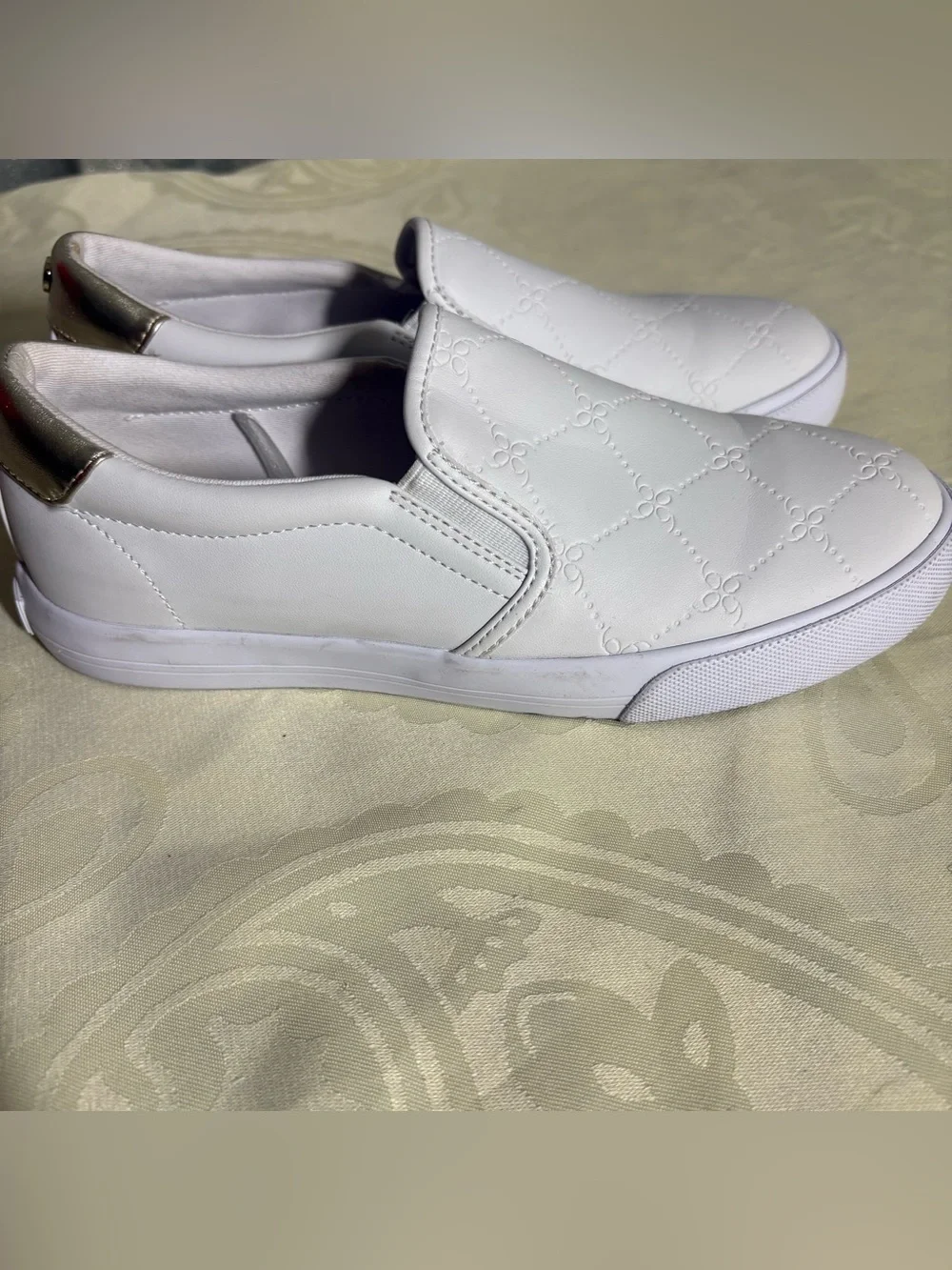 Nine West White Quilted Slip-On Sneakers - Women's Casual Shoes